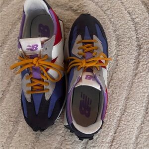 New Balance Purple and Red Sneakers with Orange Laces